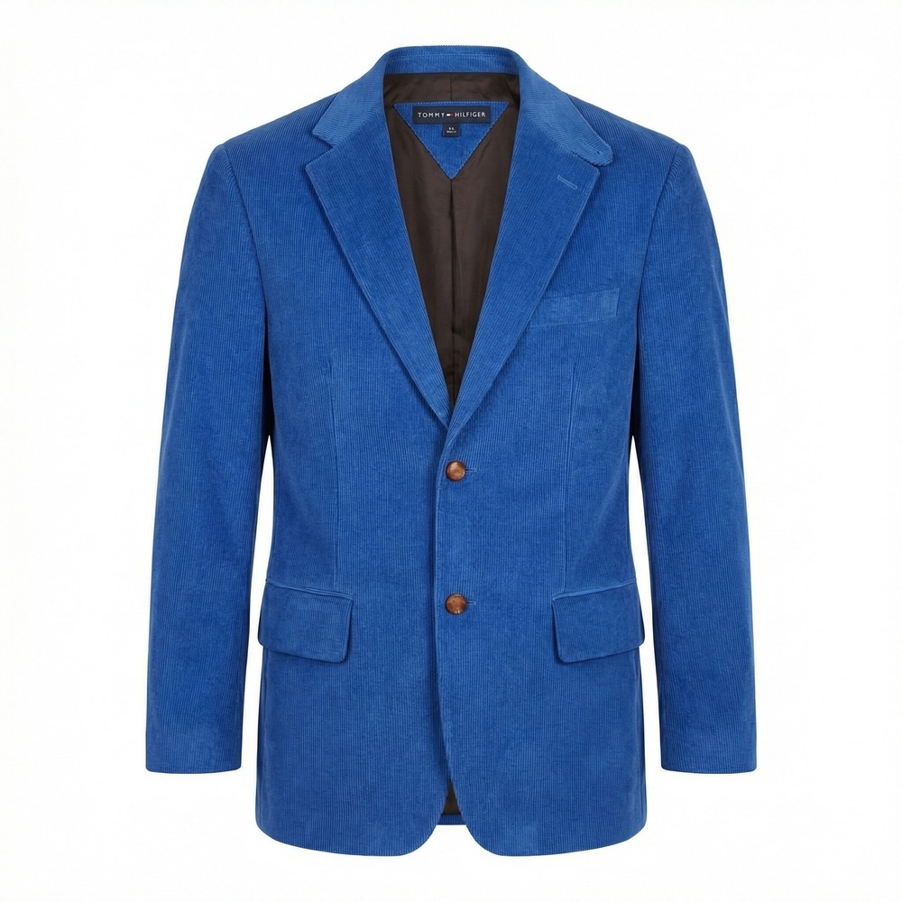 Tommy Hilfiger Crest Oct Blazer Mens 40R Blue Corduroy Preppy Ivy League